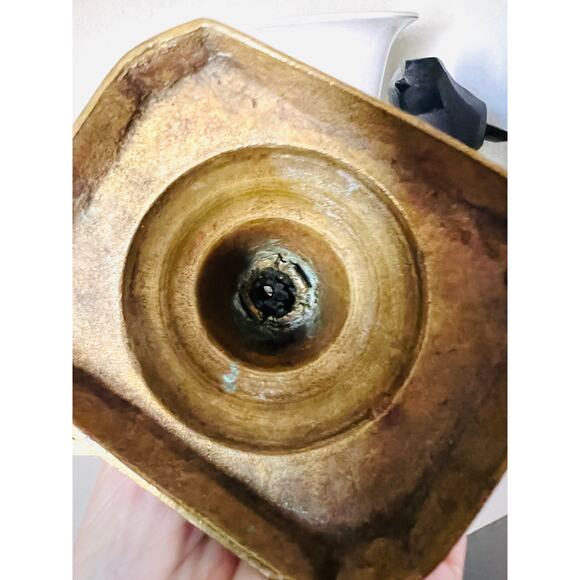 Vintage Brass Candlestick Holders Pair, Hexagon Base, 8” Colonial Revival - Picture 7 of 13